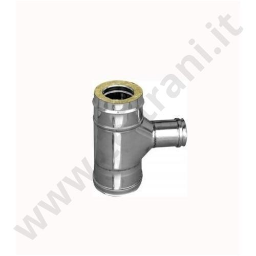3306055221080 - RACCORDO A T A 90° RIDOTTO A 80MM IN ACCIAIO INOX AISI 316L DIAMETRO 150/200